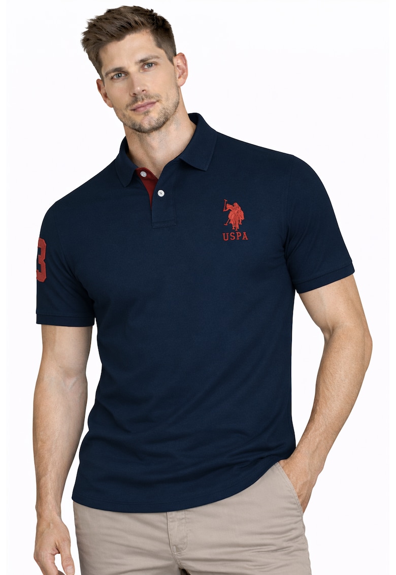 Tricou polo cu aspect piqué - Bleumarin -