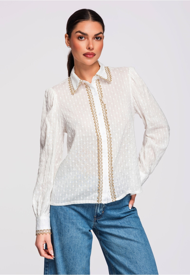 Camasa din bumbac cu maneca lunga OW-SH-E0021 - Alb
