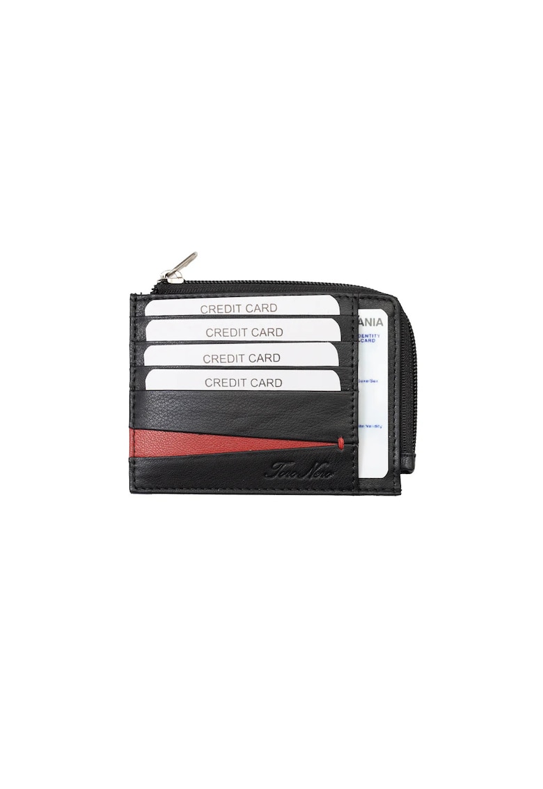 Port-card barbati din piele naturala negru Ruffi