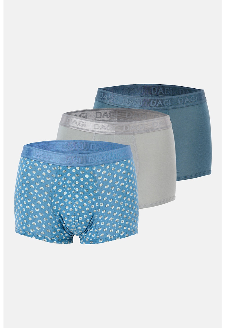 Set de boxeri din amestec de modal - 3 perechi - Albastru pastel/Gri deschis