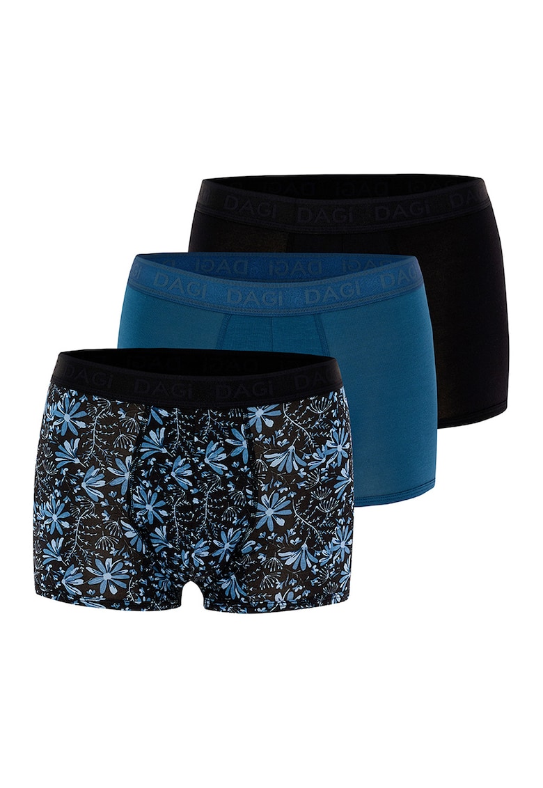 Set de boxeri din amestec de modal - 3 perechi - Negru/Albastru