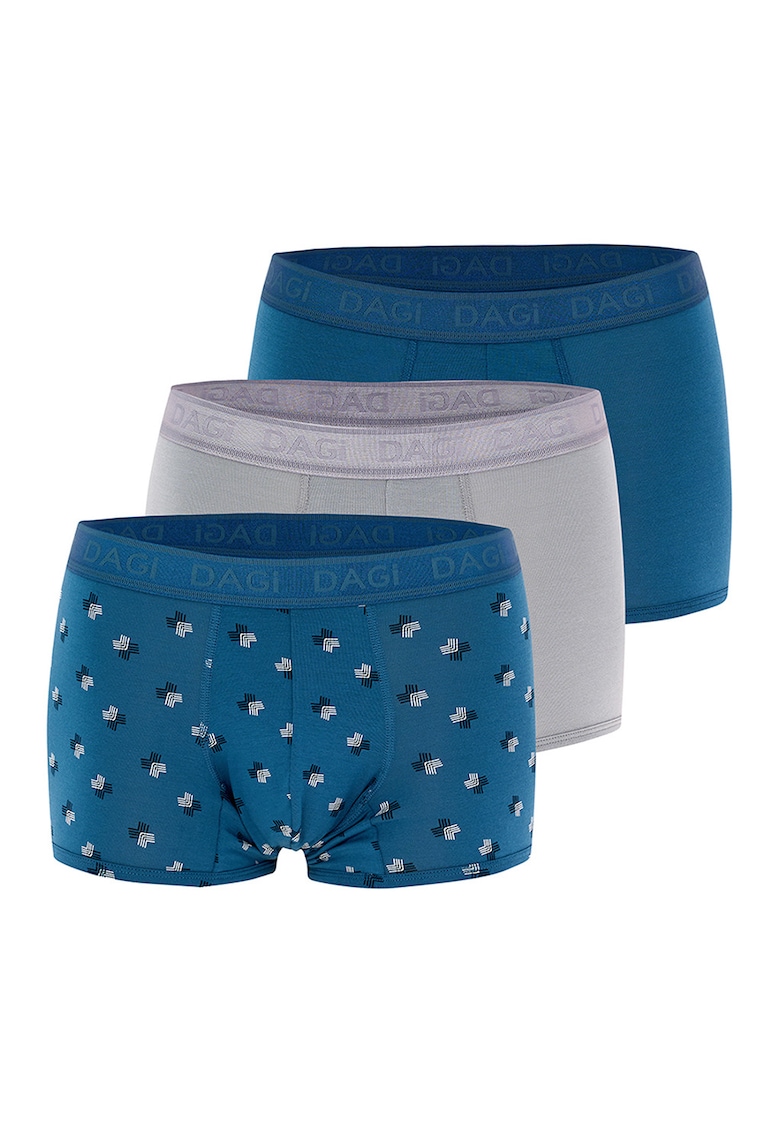Set de boxeri din amestec de modal - 3 perechi - Gri/Albastru