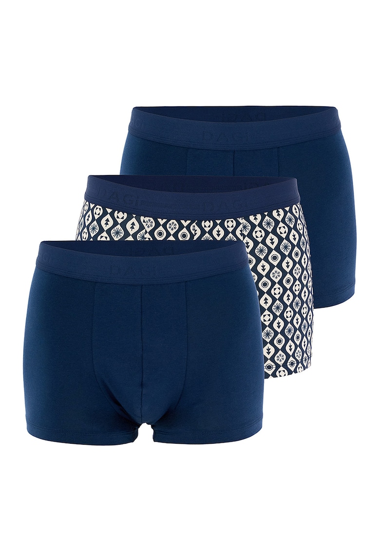 Set de boxeri din amestec de bumbac - 3 perechi - Bleumarin