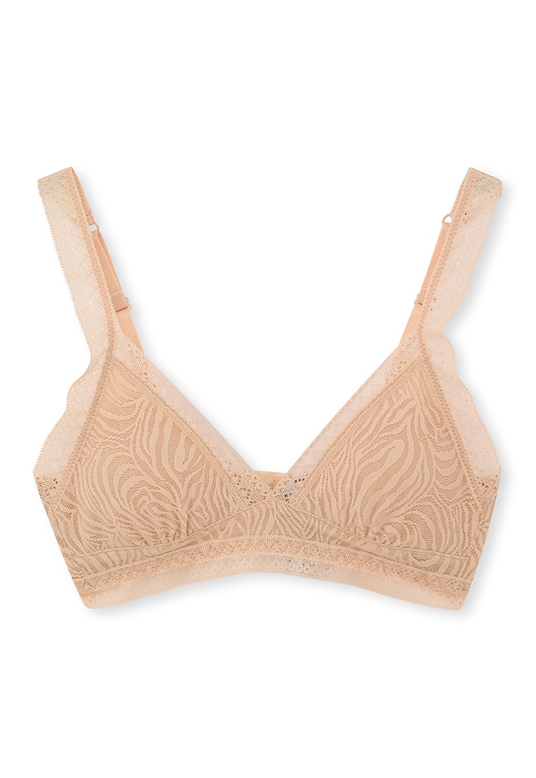 Sutien bralette triunghiular cu animal print - Alb fildes