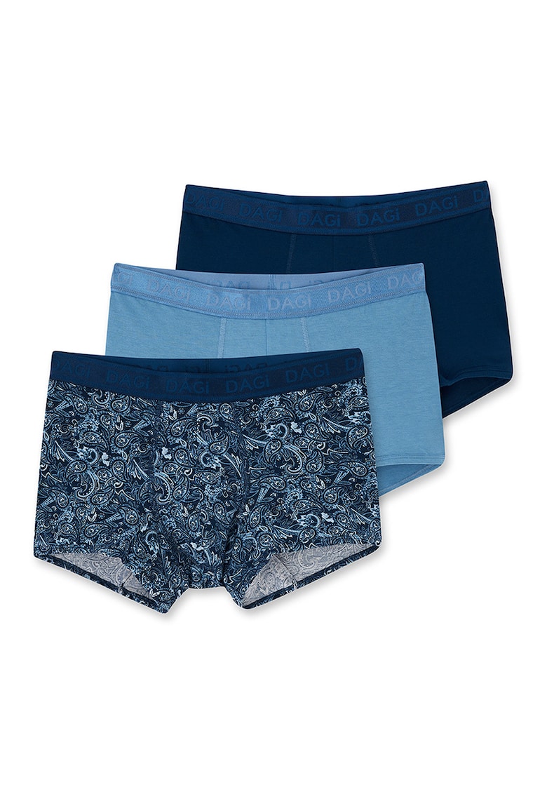 Set de boxeri din amestec de modal cu logo - 3 perechi - Albastru deschis/Bleumarin