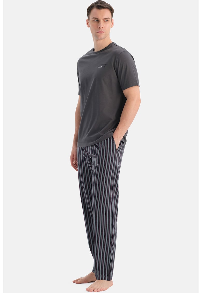 Pijama de bumbac cu pantaloni scurti - Gri