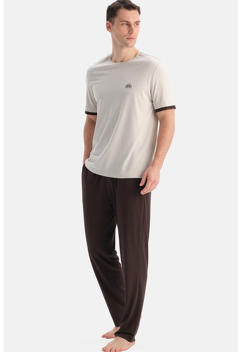 Pijama uni din amestec de modal - Gri deschis/Gri inchis