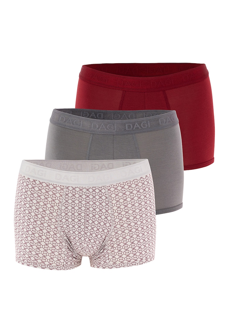 Set de boxeri din amestec de bumbac - 3 perechi - Rosu/Gri