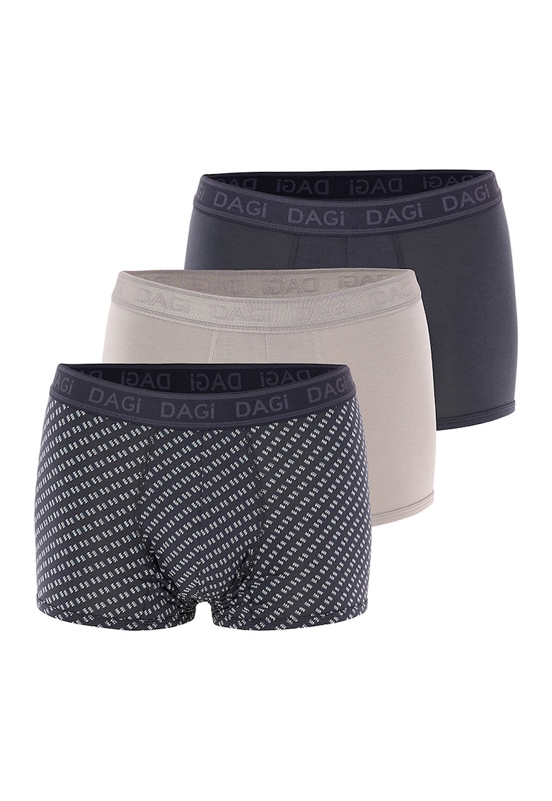 Set de boxeri din amestec de bumbac cu banda logo in talie - 3 perechi - Gri antracit