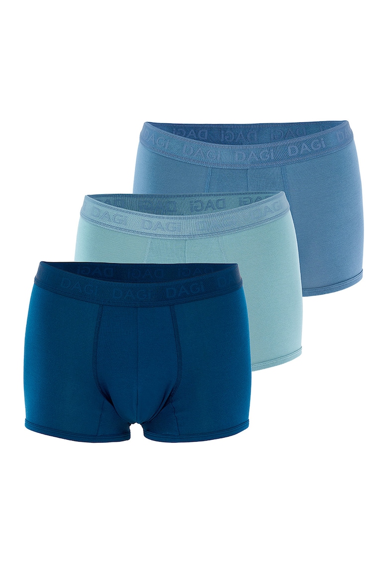Set de boxeri din amestec de modal cu banda logo in talie - 3 perechi - Albastru deschis