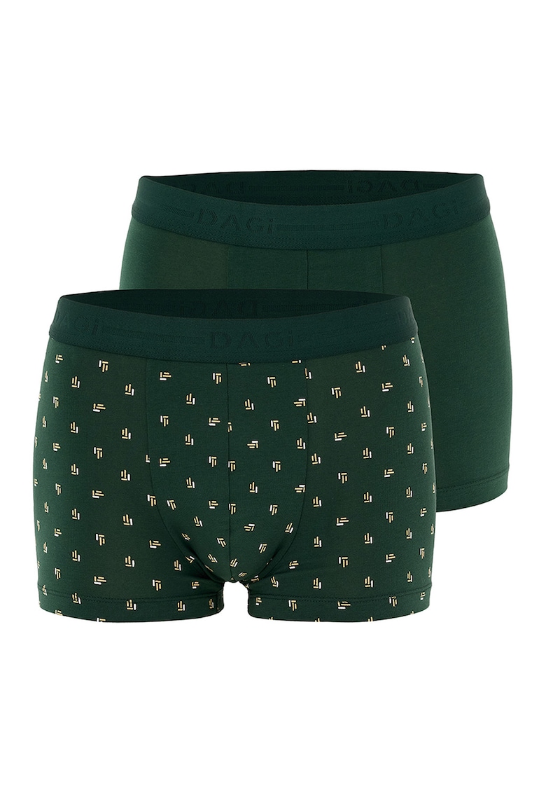 Set de boxeri cu banda elastica in talie - 3 perechi - Verde inchis