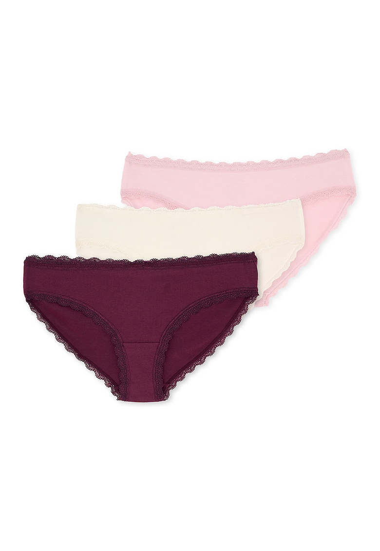 Set de chiloti din amestec de modal si bumbac - 3 perechi - Visiniu/Roz deschis