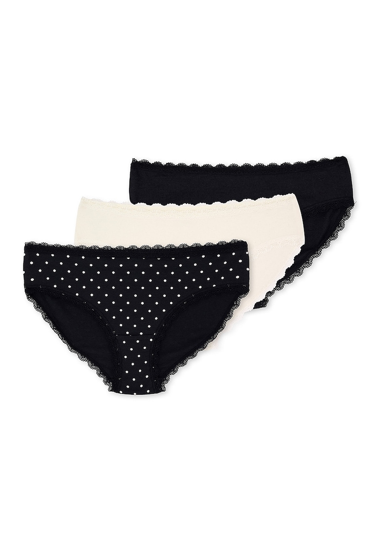 Set de chiloti din amestec de modal si bumbac - 3 perechi - Alb/Negru