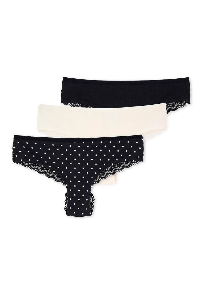 Set de chiloti din amestec de modal si bumbac - 3 perechi - Alb/Negru