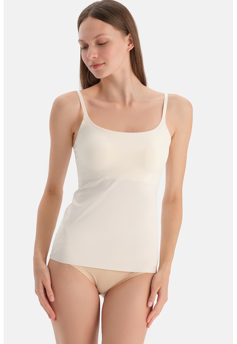 Top slim-fit cu bretele ajustabile - Alb