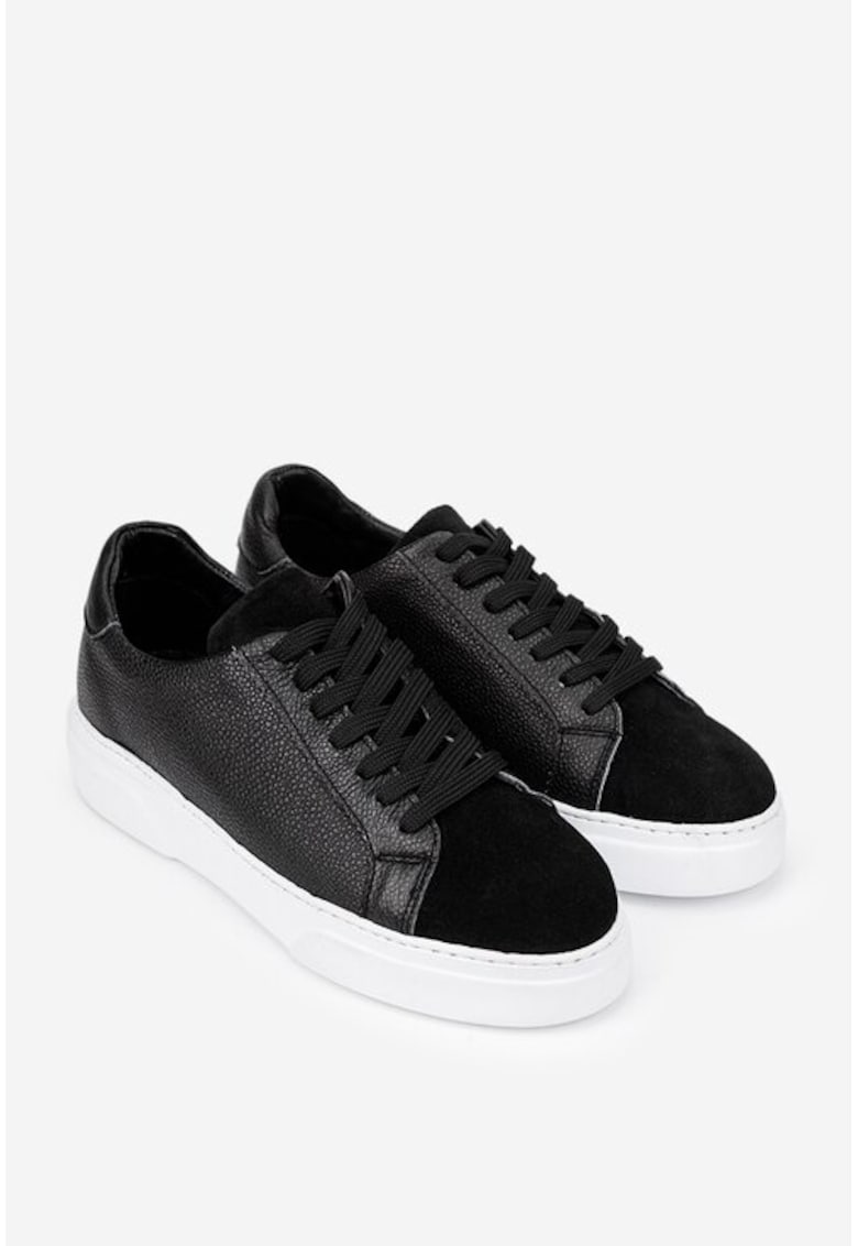Pantofi barbati piele texturata neagra - Negru