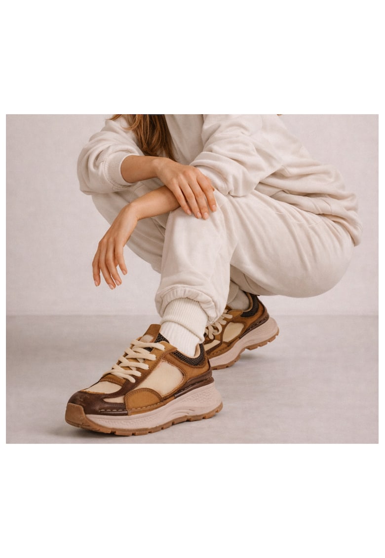 Tenisi dama - 10018 galben - piele intoarsa - Galben