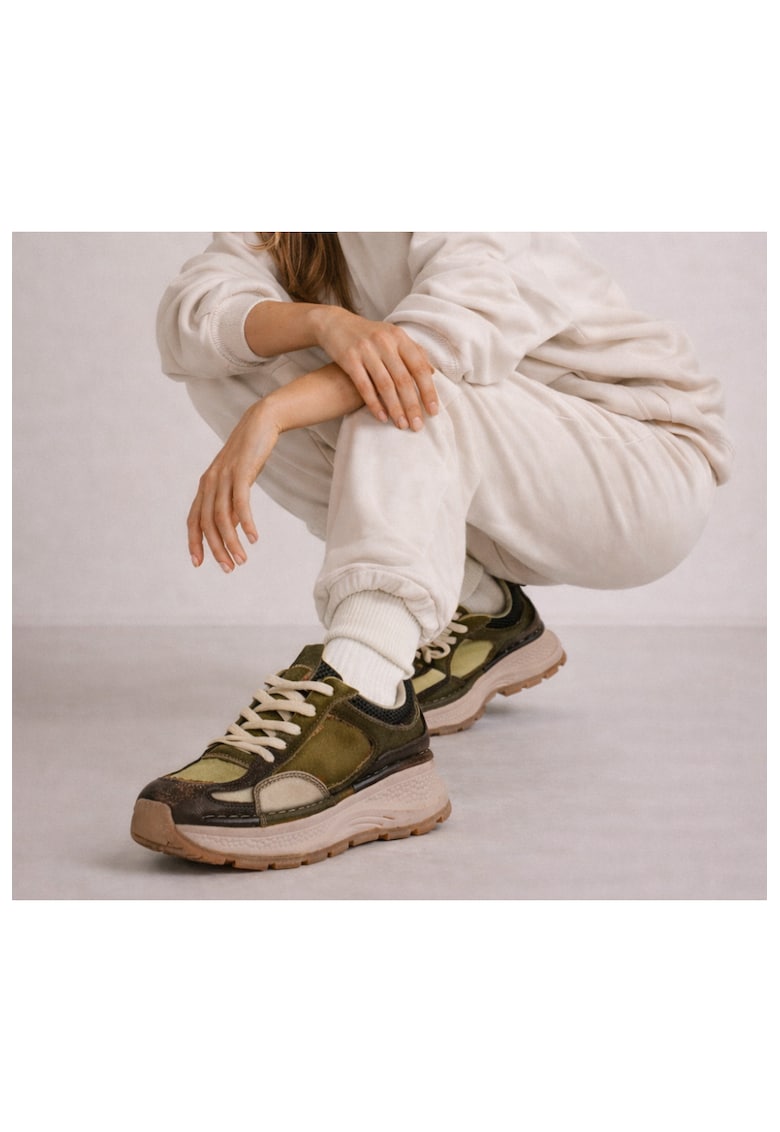 Tenisi dama - 10018 kaki - piele intoarsa - Kaki