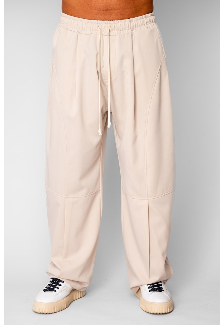 Pantaloni lungi drepti Balloon Fit Beige 20558 - Bej