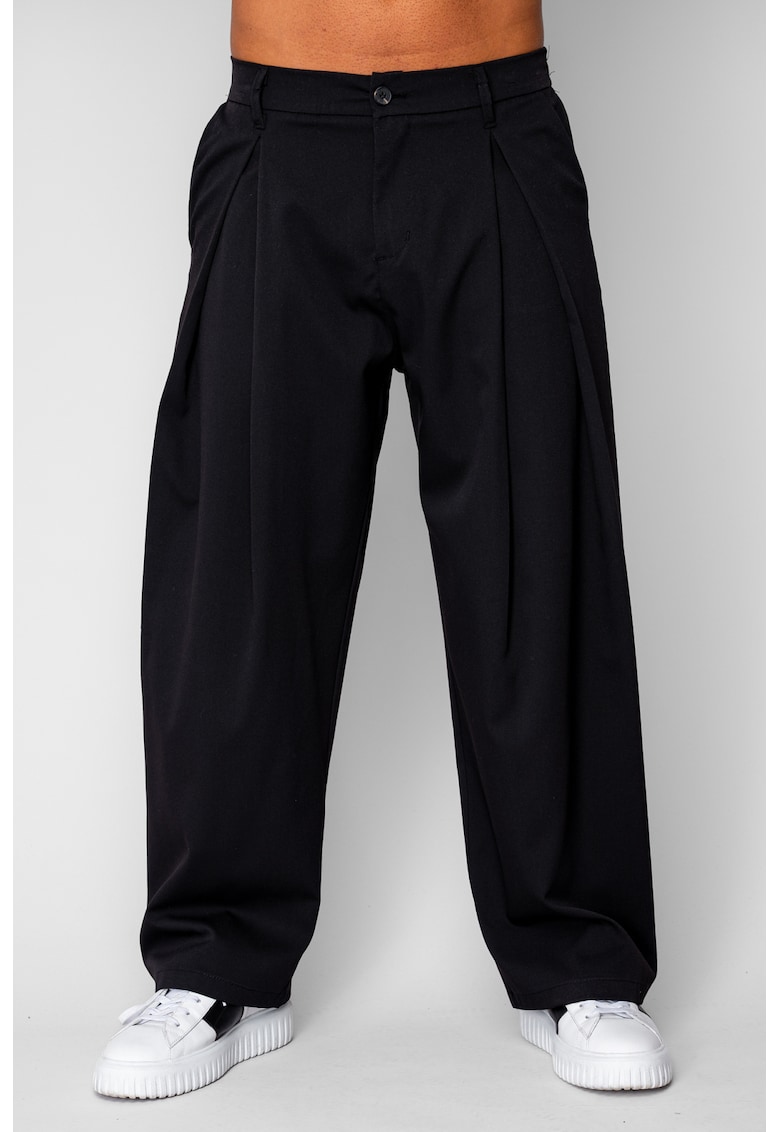 Pantalon lung cu fald - snur in talie Black 20568 - Negru