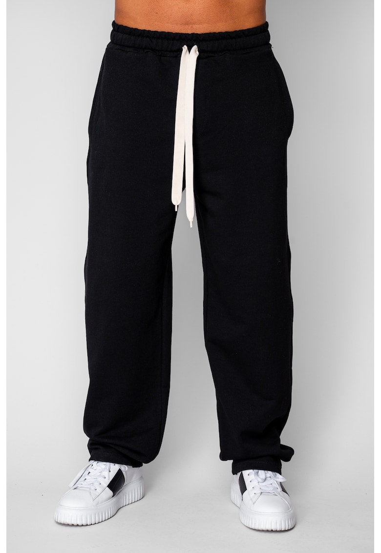 Pantaloni lung drept din 100% Bumbac Black 20592 - Negru