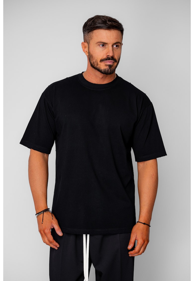 Tricou Oversized Ripped Black 20659 - Negru