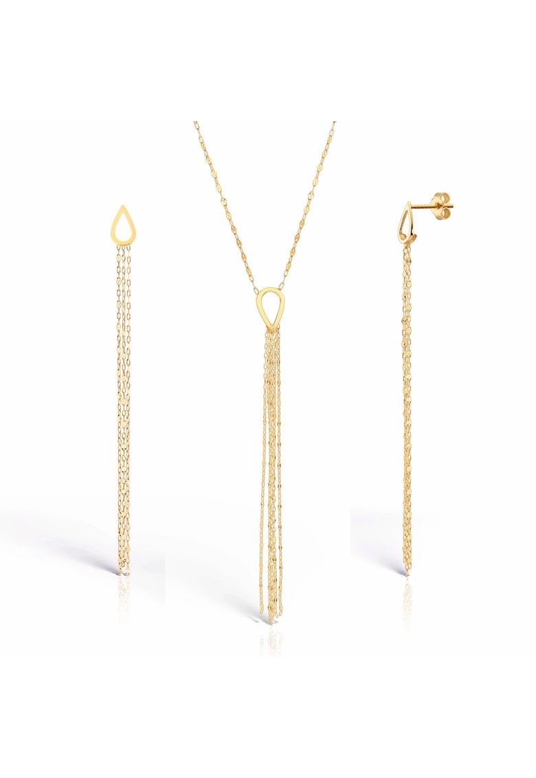 Set cercei si lantisor pentru fete - aur 18 KT -