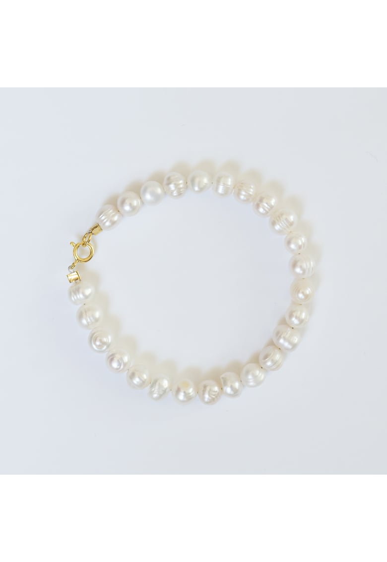 Bratara cu perle de cultura - argint 925 placat cu aur - alb