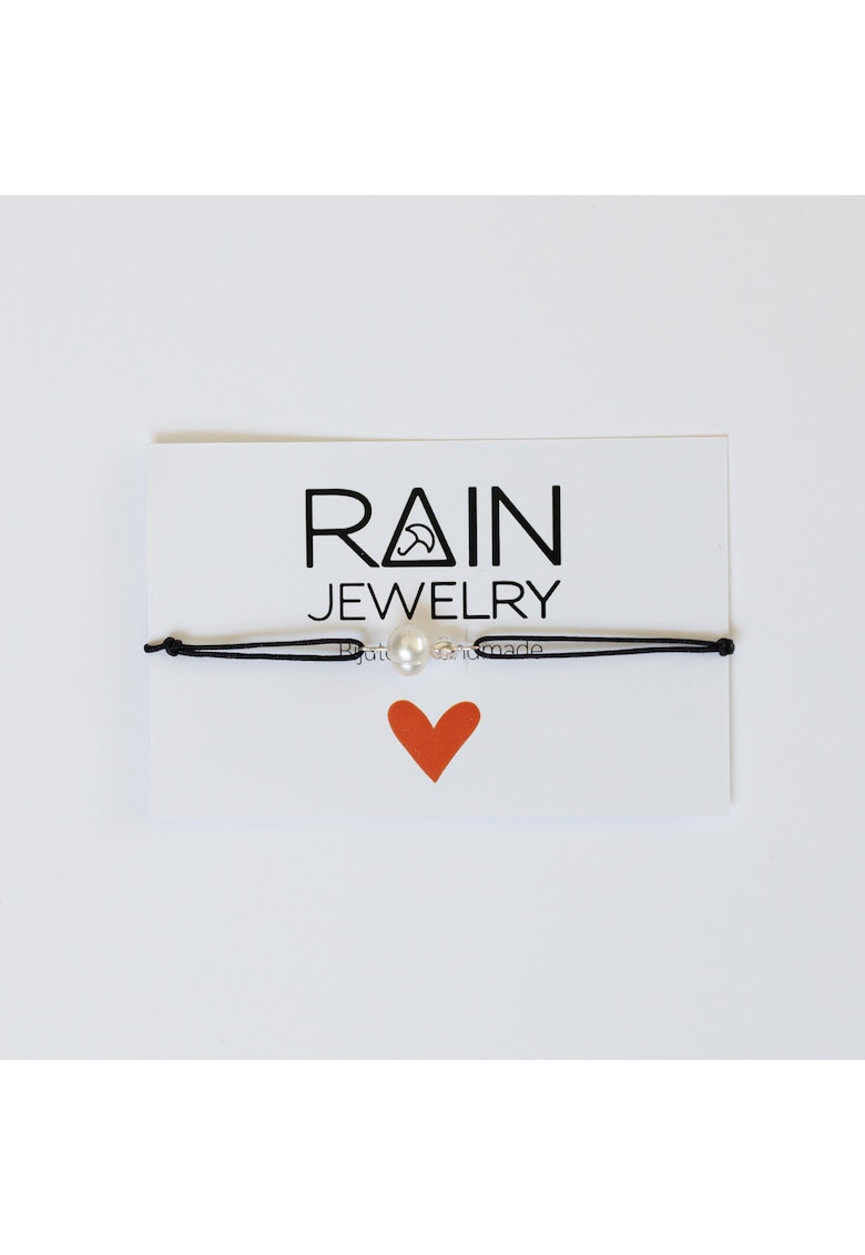 Bratara - textil negru - argint 925 - perla de cultura - handmade