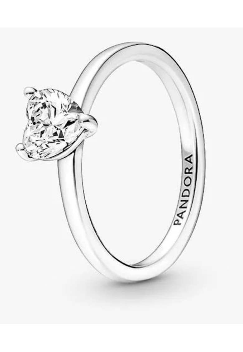 Inel tip Solitaire cu inimioara stralucitoare Zirconiu din Argint 925 -