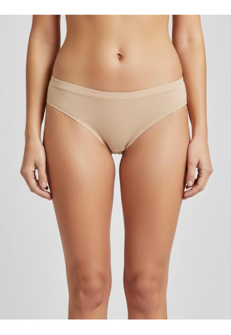 Chiloti tanga bumbac organic cu talia joasa GD438 0001 - Bej