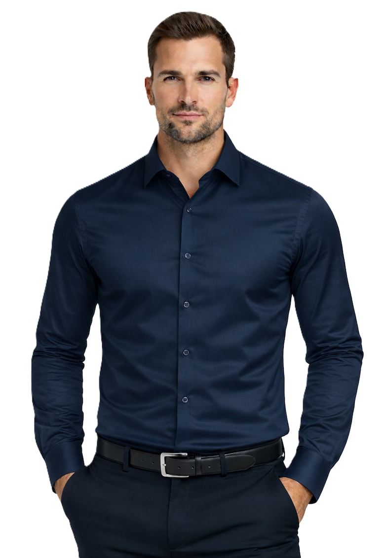 Camasa regular fit din amestec de bumbac - Bleumarin