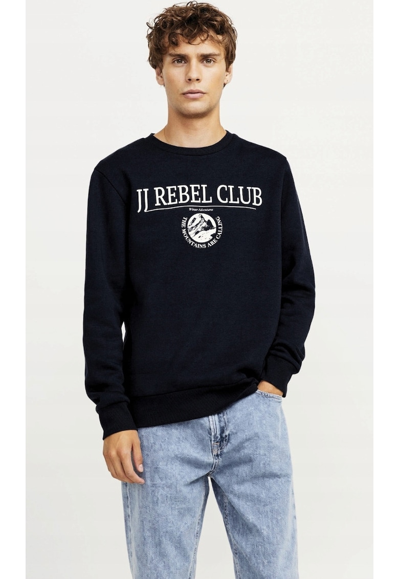 Hanorac barbati Jack&Jones Andrew - cu logo - regular fit - poliester/bumbac - bleumarin/alb