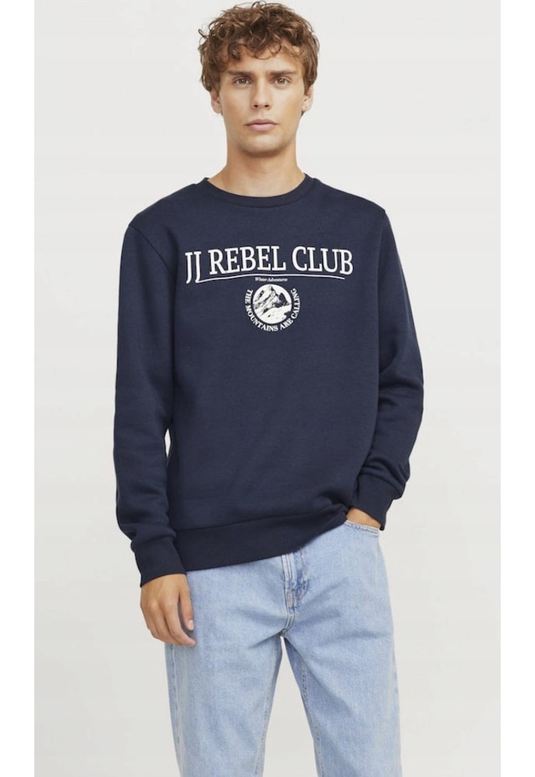 Hanorac barbati Jack&Jones Andrew - cu logo - regular fit - poliester/bumbac - bleumarin/alb