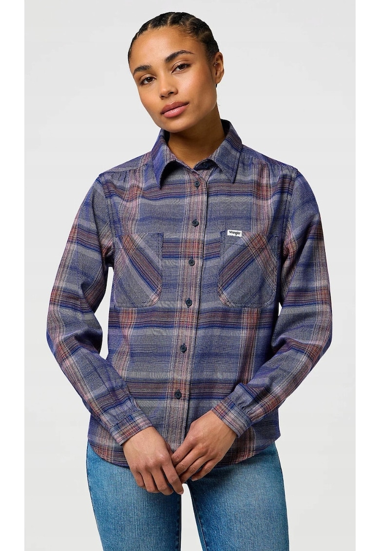 Camasa dama - model Western - regular fit - carouri - bumbac - Albastru