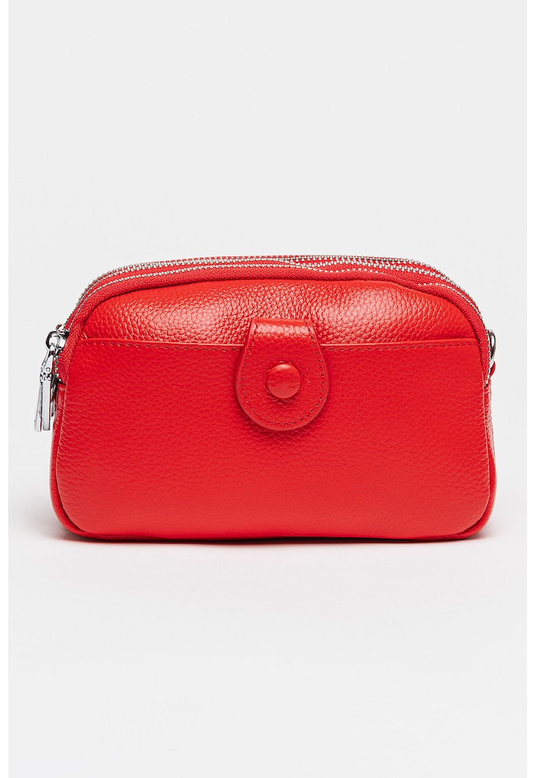 Geanta crossbody de piele - Rosu vermillion