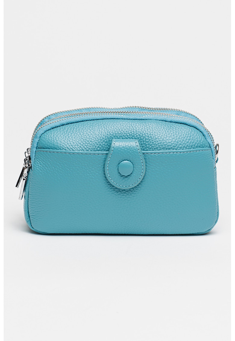 Geanta crossbody de piele - Albastru glaciar