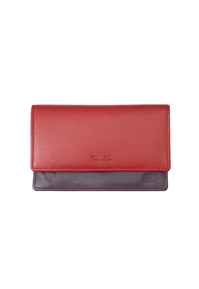 Portofel femei din piele naturala rosu-mov Cloudy - protectie Rfid