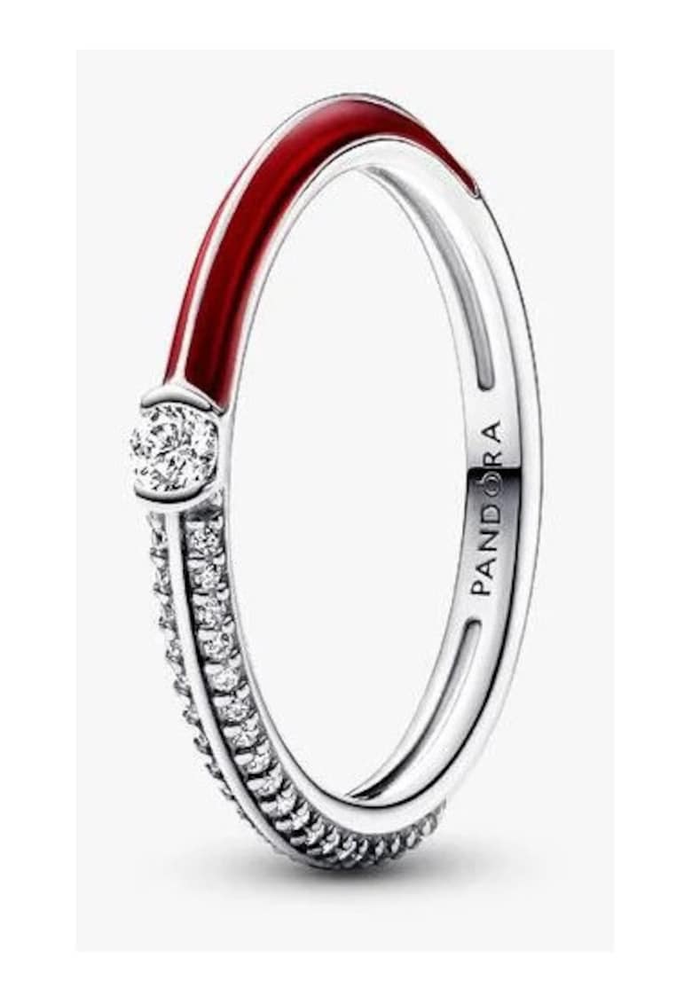 Inel ME dublu rosu pave Zirconiu din Argint 925