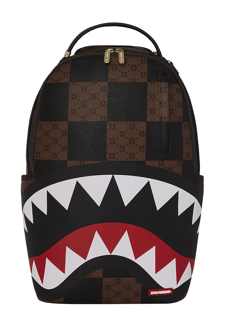 Rucsac unisex cu imprimeu - Alb/Negru/Maro pamantiu