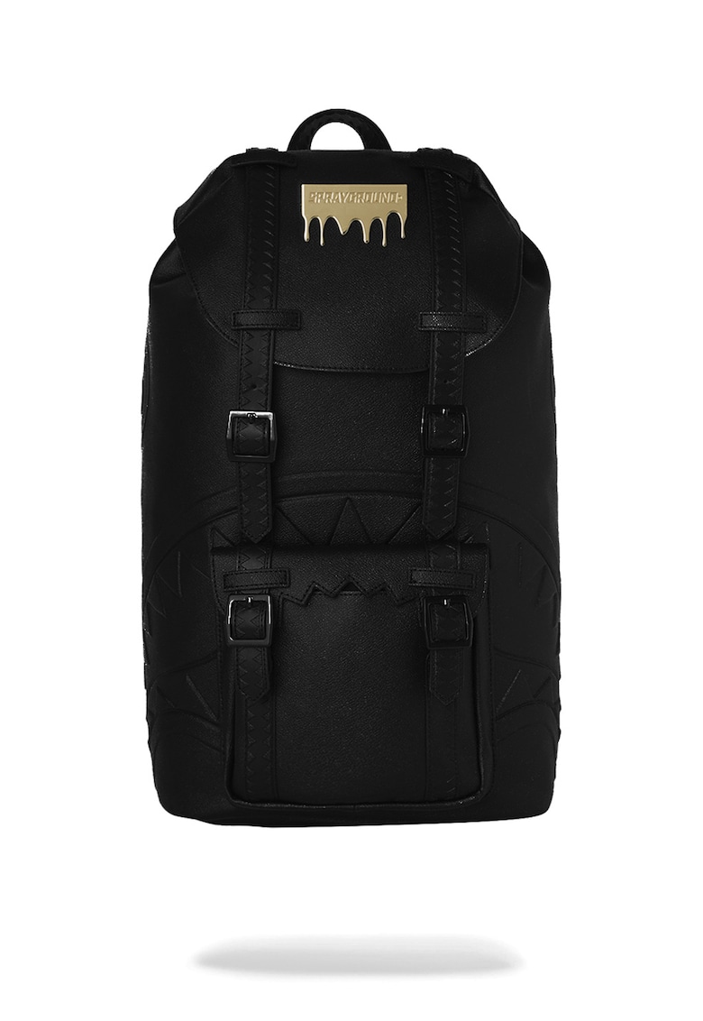 Rucsac unisex de piele ecologica cu catarame - Negru