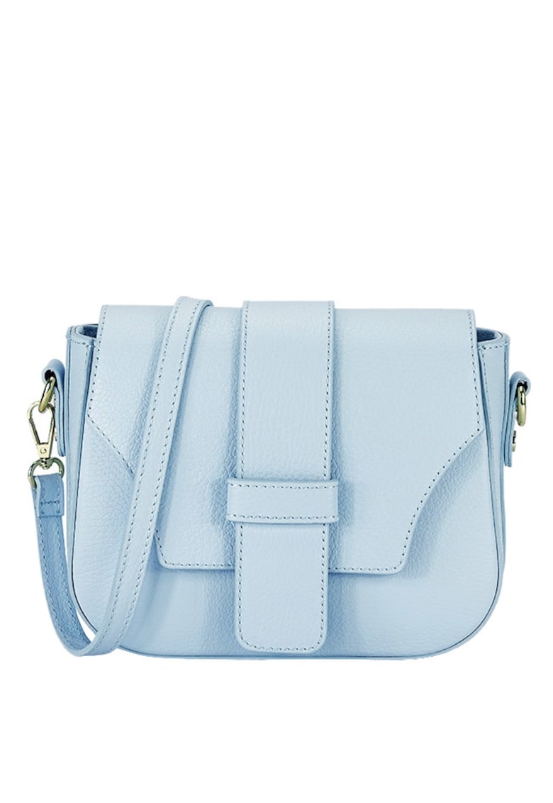 Geanta medie din piele naturala 2031 127 - Albastru - 17x21x7