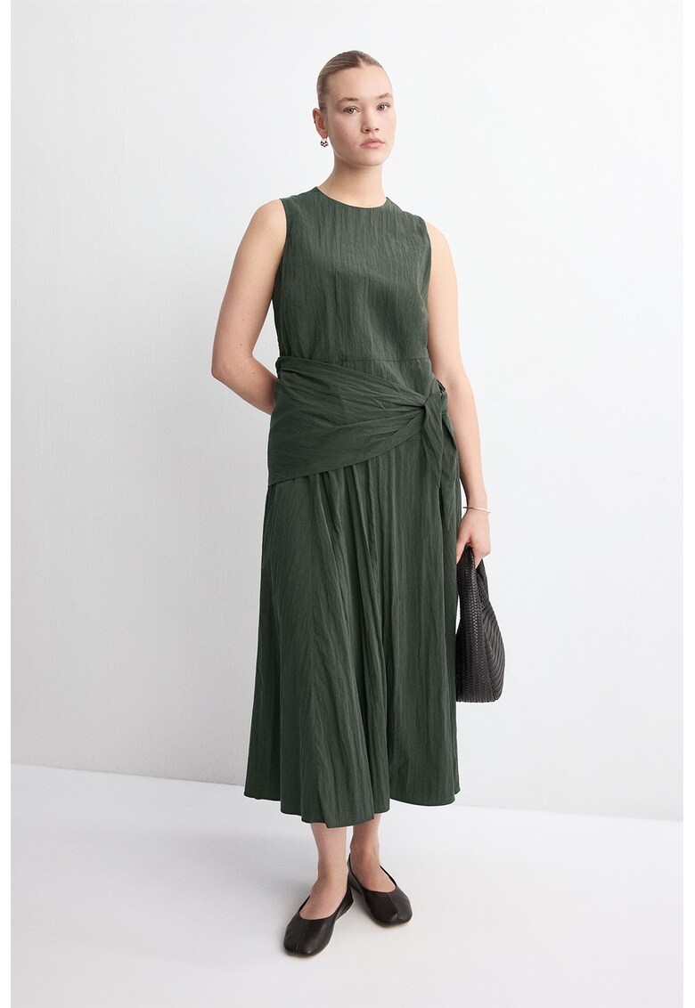 Rochie evazata din amestec de lyocell - Verde padure