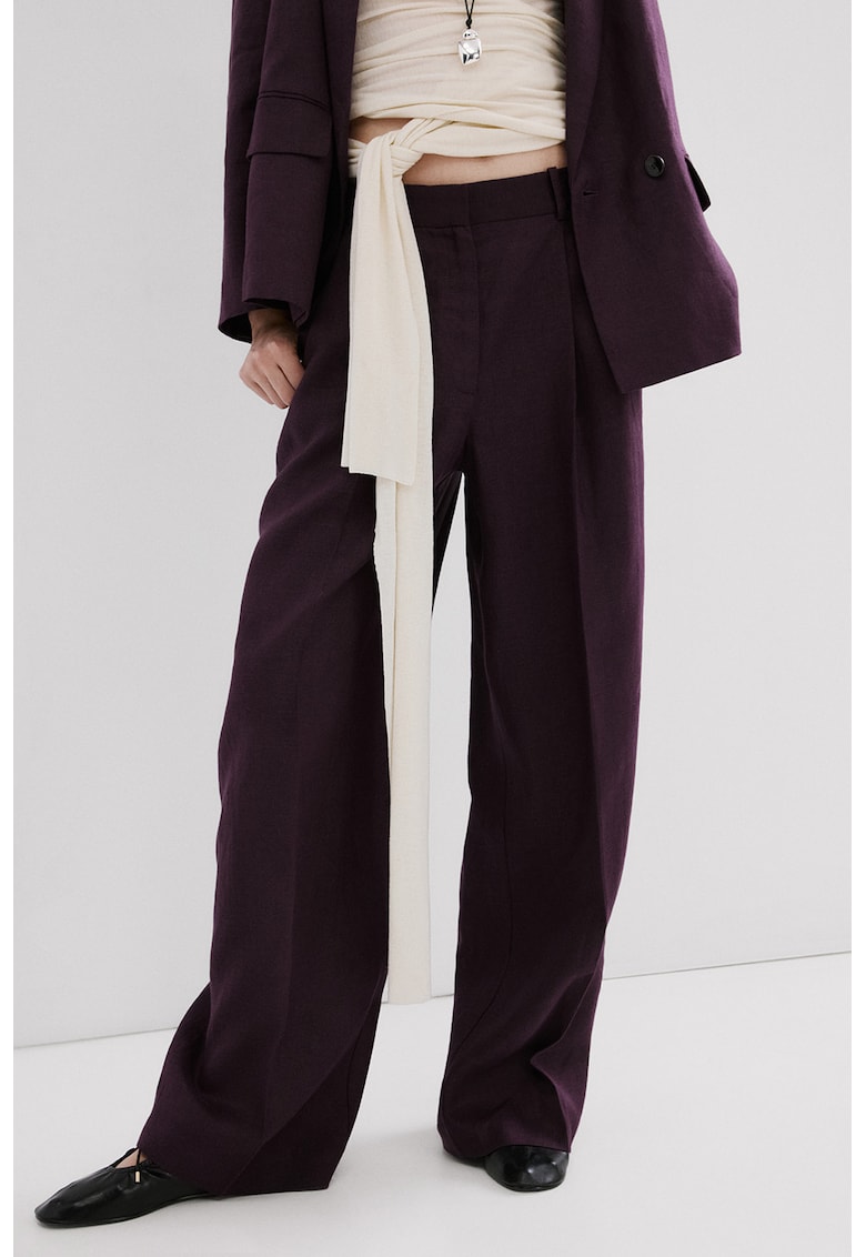 Pantaloni drepti de in - Violet pruna