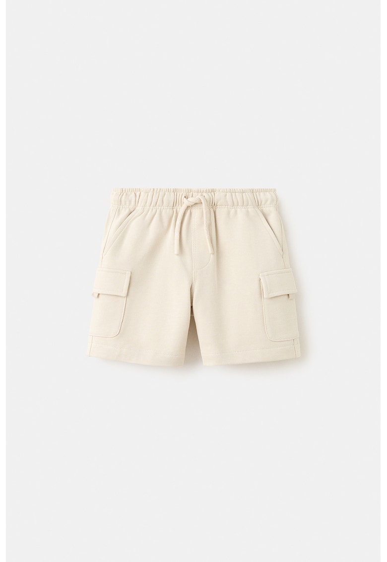 Pantaloni scurti cargo cu talie elastica - Bej deschis