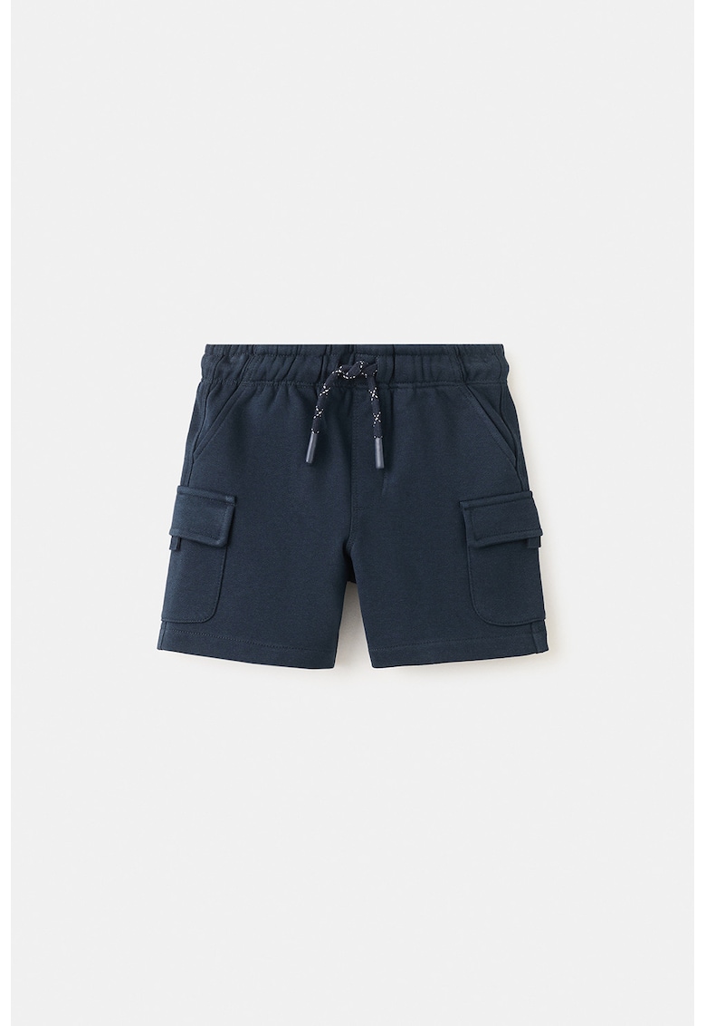 Pantaloni scurti cargo cu talie elastica - Bleumarin