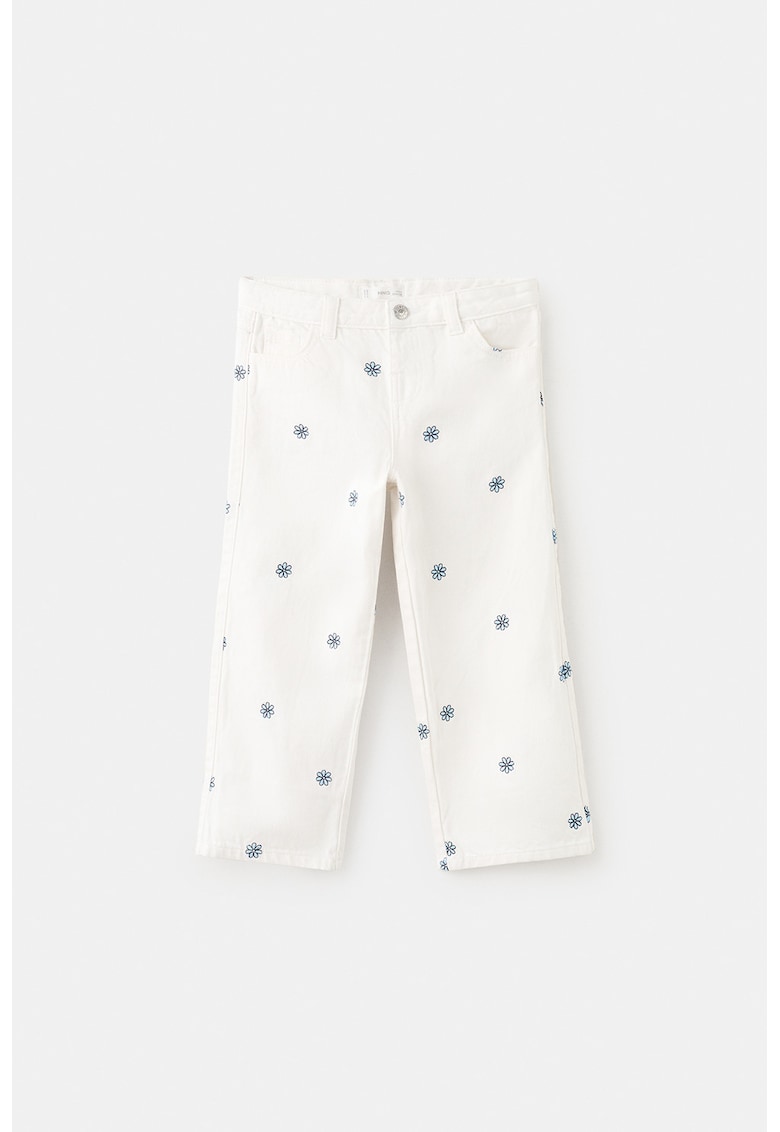 Blugi regular fit cu design floral - Alb/Bleumarin