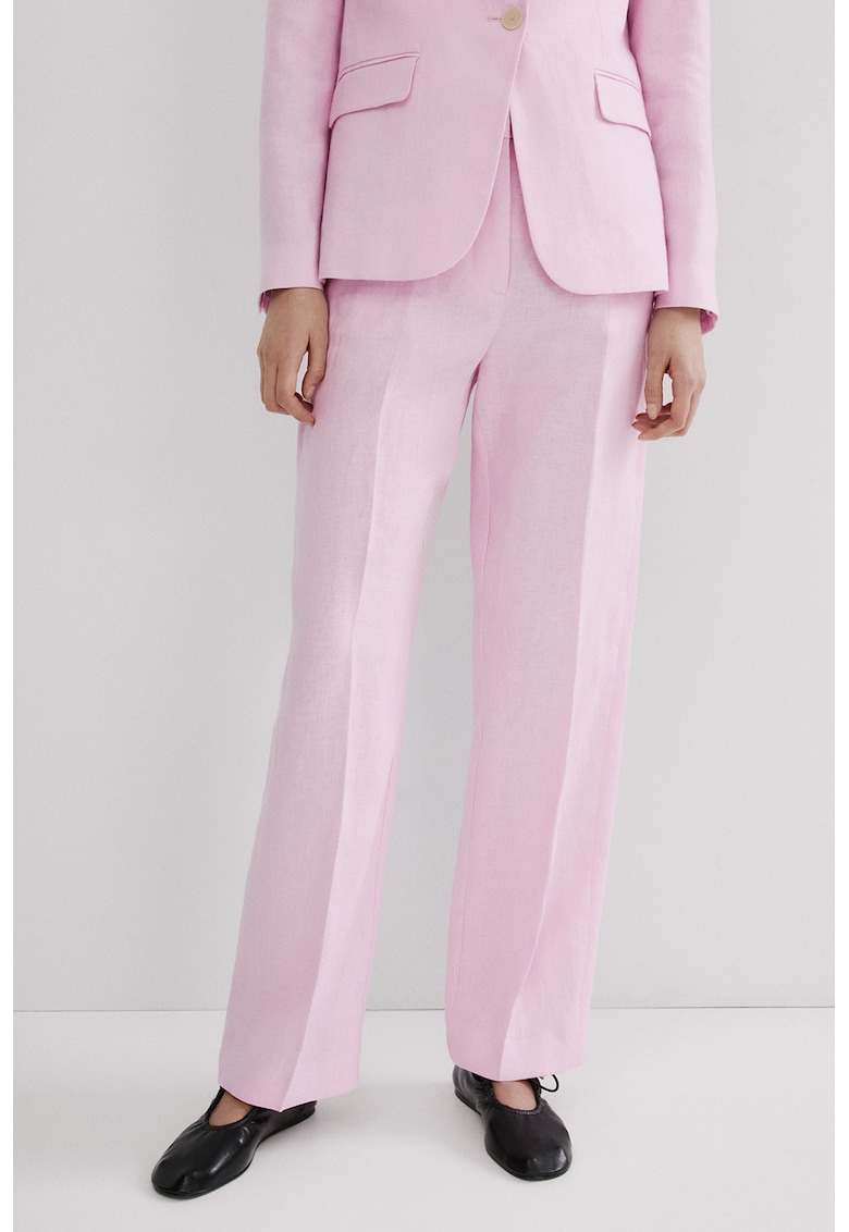 Pantaloni drepti de in cu buzunare oblice - Roz pastel