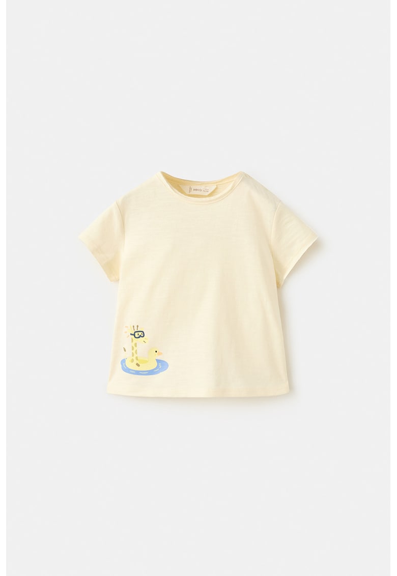 Tricou de bumbac cu imprimeu discret - Bej