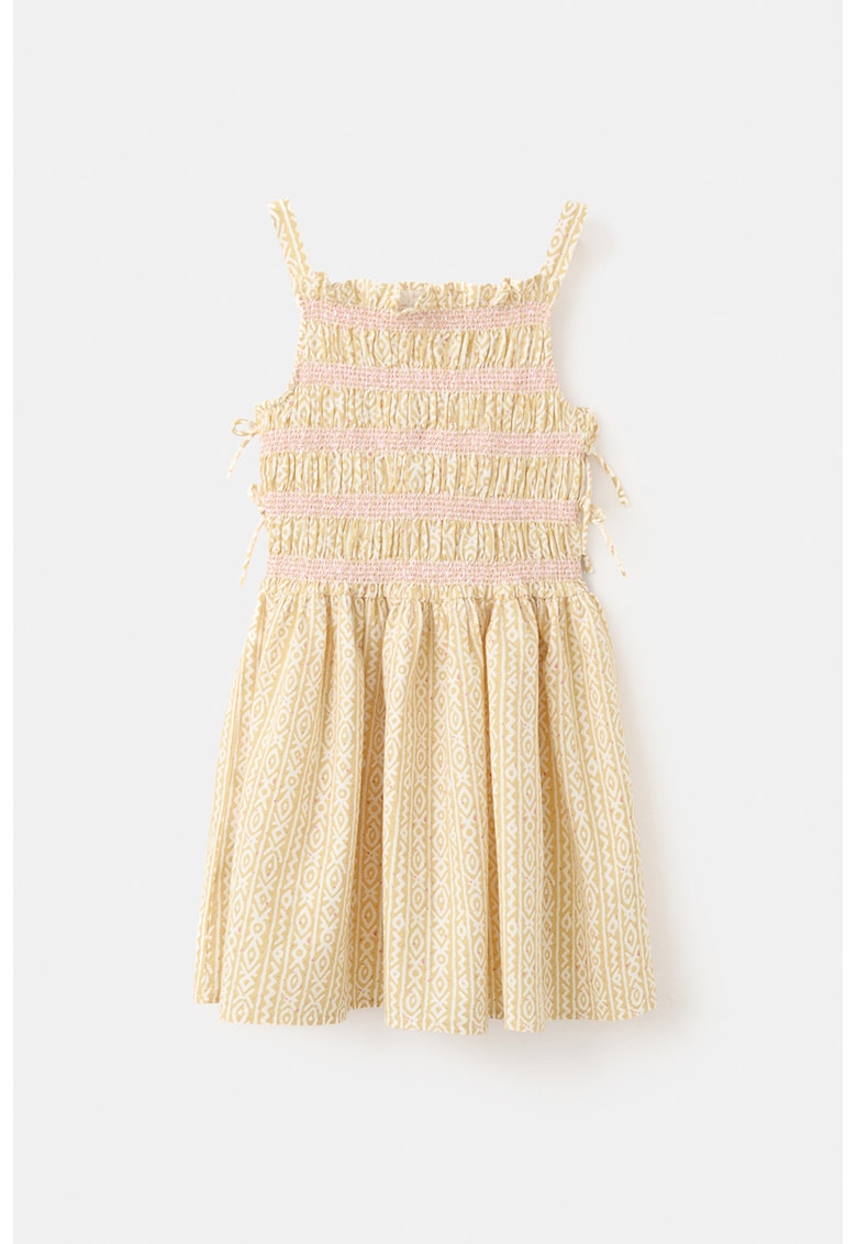 Rochie din bumbac si in cu imprimeu - Galben/Roz/Bej deschis